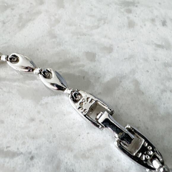 Bug Off Rhinestone Necklace Silver Tone Floral Cluster Sparkle Formal - Picture 3 of 10